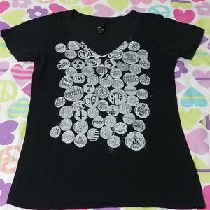 obey badge of honor v-neck tee shirt top medium black punk